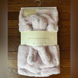 Pink Faux Fur Blanket & Cuddle Bunny Set